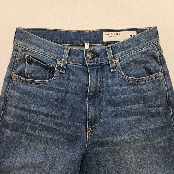 Rag & Bone Sofie High Rise Ankle Ultra Wide Leg Jeans 26 Raw Hem Kayden Blue - Picture 8 of 16